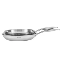 Lot de 2 poêles VALBERG inox 18/10 triply 24 28cm