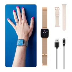 Montre connectée ECHO Rainbow Nano Bracelets Rose + Métal Gold