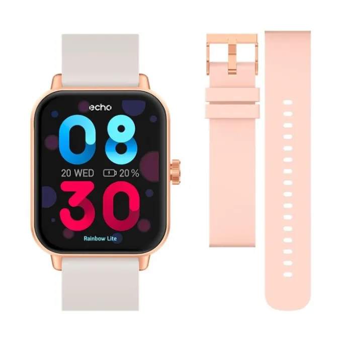 Montre connectée ECHO Rainbow Lite Rose + bracelet Gris