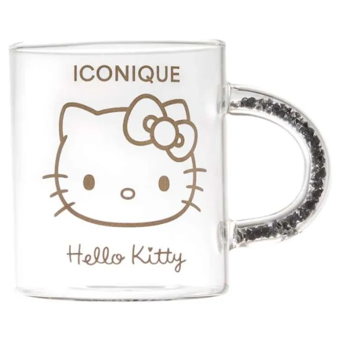 Mug verre 30CL Hello Kitty anse paillettes