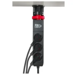 Multiprise bureau ONLAN 3 prises + 2 USB-A + 1 USB-C avec interrupteur Noire - Cable 2m