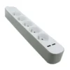 Multiprise CHACON 5 prises + 2 USB Grise et blanche - Cable 1.5m