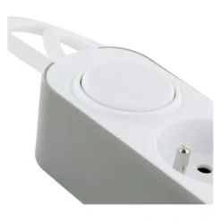 Multiprise CHACON 5 prises + 2 USB Grise et blanche - Cable 1.5m