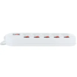 Multiprise ELECTRO DEPOT 5 prises avec 6 interrupteurs Blanche - Cable 1.5m