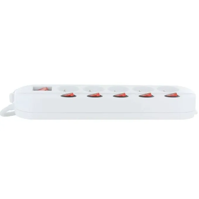 Multiprise ELECTRO DEPOT 5 prises avec 6 interrupteurs Blanche - Cable 1.5m