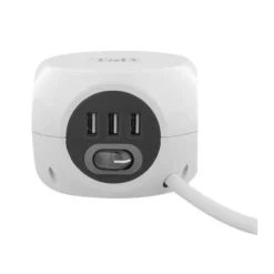 Multiprise 2 en 1 TNB 3 prises + 3 USB Blanche - Cable 1.43m