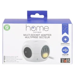 Multiprise 2 en 1 TNB 3 prises + 3 USB Blanche - Cable 1.43m