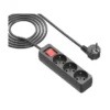 Multiprise GAO 3 prises avec interrupteur Noire - Cable 1m