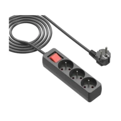 Multiprise GAO 3 prises avec interrupteur Noire - Cable 1m