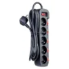 Multiprise ZENITECH 5 prises avec 6 interrupteurs Noire - Cable 3m