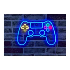 Néon mural LED manette multicolore 40cm