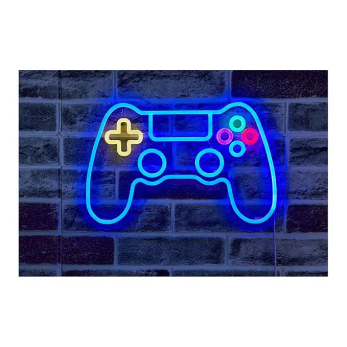 Néon mural LED manette multicolore 40cm