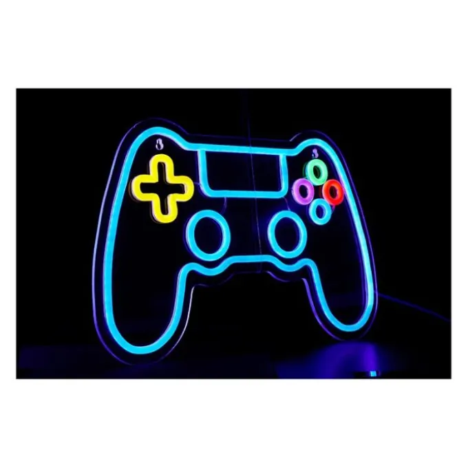 Néon mural LED manette multicolore 40cm