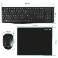 Pack ADVANCE ELITE wireless combo - Clavier et Souris Sans Fil + Tapis AZERTY Slim Design
