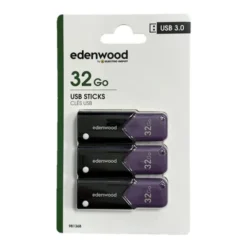 Pack de 3 clés 3.0 USB EDENWOOD 32Go - TOTAL 96Go