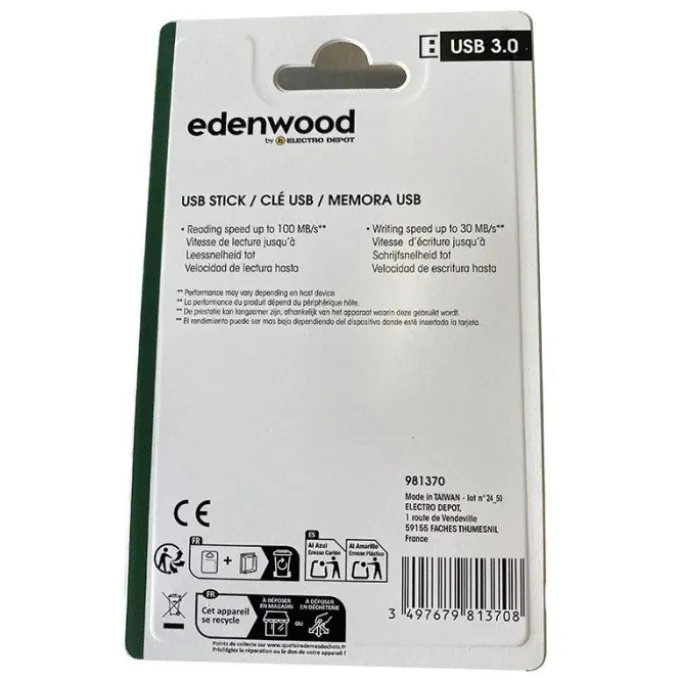 Pack de 3 clés 3.0 USB EDENWOOD 64Go - TOTAL 192Go
