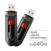 Pack de 2 clés 3.0 USB SanDisk Cruzer Blade 64Go - TOTAL 128Go