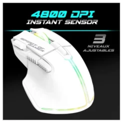 Pack Gamer Spirit of Gamer - Clavier Sans Fil AZERTY FR RGB + Souris 4800 DPI, Rechargeable, Aluminium, PC/PS4/PS5/Xbox - Blanc