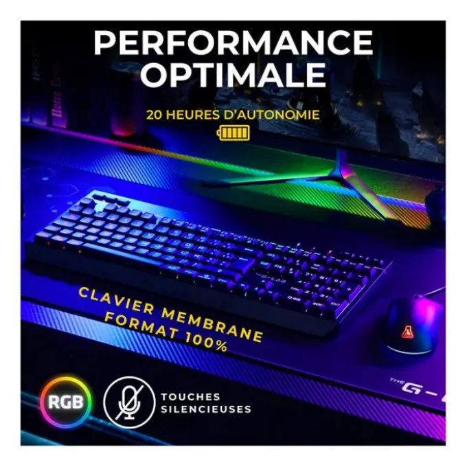 Pack gaming THE G-LAB COMBO ELECTRON 4en1 clavier et souris sans fil
