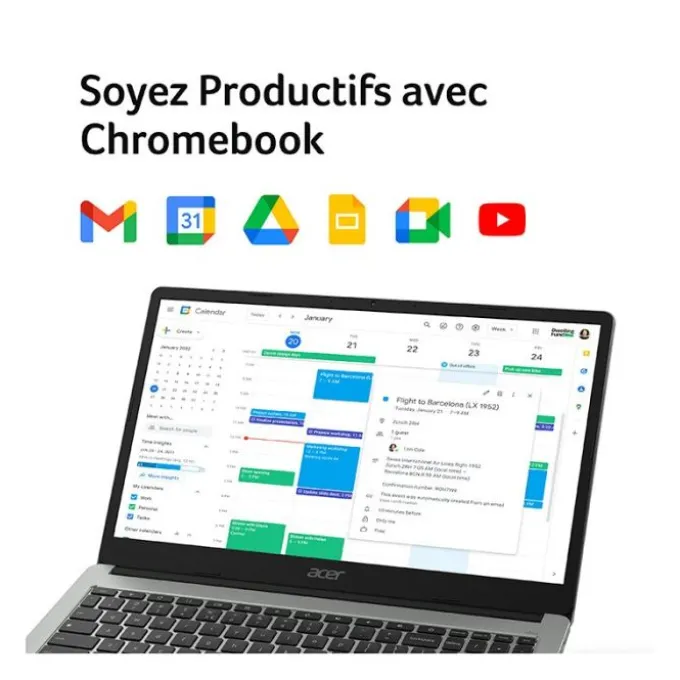 PC Portable 15,6" ACER Chromebook CB315-4HT-C8AU-128Go/Tactile/Chromebook