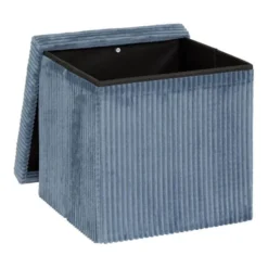 Pouf pliable 38Xx38cm velours bleu