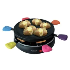 Raclette TECHWOOD 6 personnes- poelons avec manches coloré