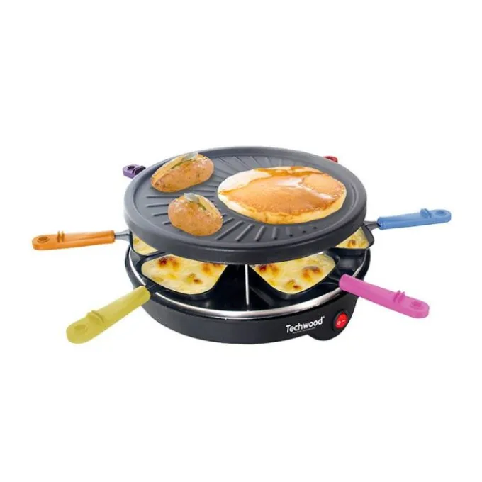 Raclette TECHWOOD 6 personnes - poelons avec manches coloré