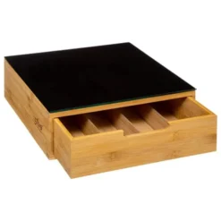Rangement dosettes tiroir bambou/noir