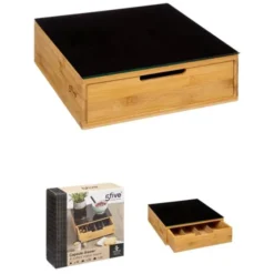 Rangement dosettes tiroir bambou/noir