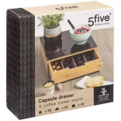 Rangement dosettes tiroir bambou/noir