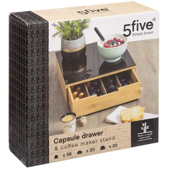 Rangement dosettes tiroir bambou/noir
