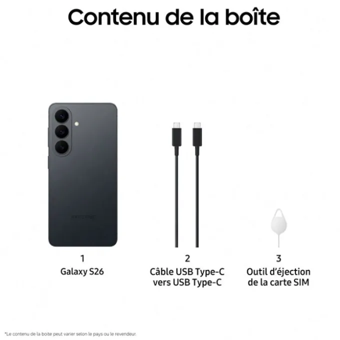Smartphone SAMSUNG Galaxy S26 Noir 512Go