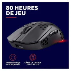 Souris gaming TRUST HELOX sans fil Noir 4800Dpi ultra légère