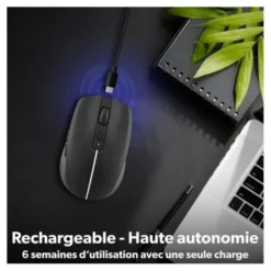 Souris rechargeable bluetooth DUAL CONNECT noire - GRADIENT