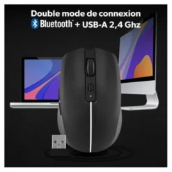 Souris rechargeable bluetooth DUAL CONNECT noire - GRADIENT