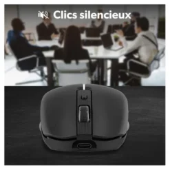 Souris rechargeable bluetooth DUAL CONNECT noire - GRADIENT