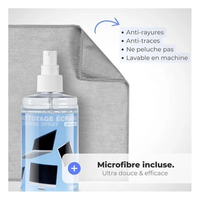 Spray Nettoyant Écran APM 200 ml + Chiffon Microfibre