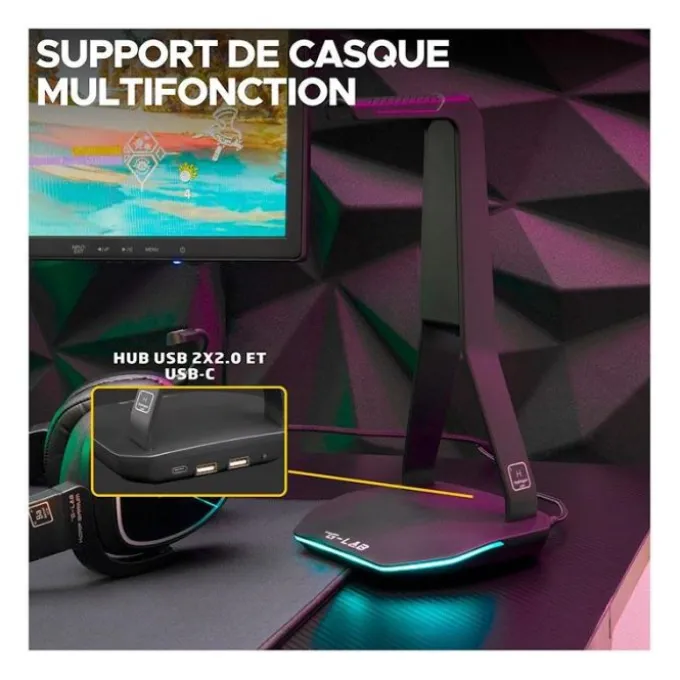 Support de casque gamer universel The G-LAB K-STAND HYDROGEN