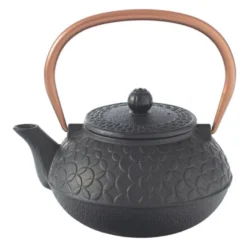 Théière en fonte 1L flower noire