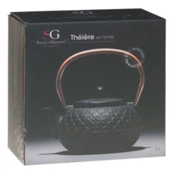 Théière en fonte 1L flower noire