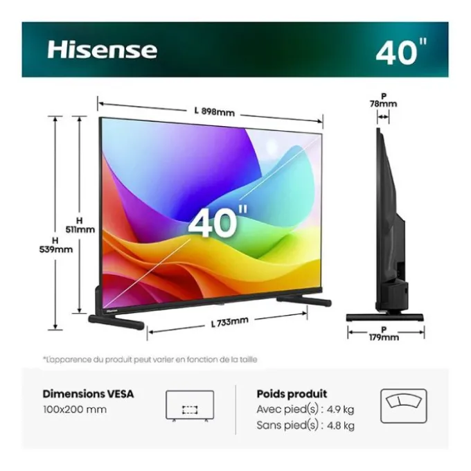 TV QLED 40" HISENSE 40A5S