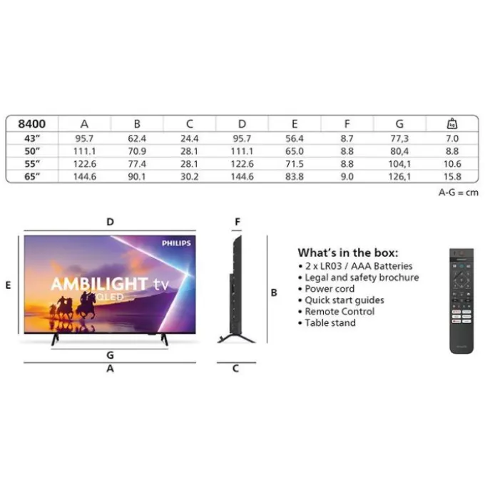 TV QLED 65" PHILIPS 65PUS8400 Ambilight