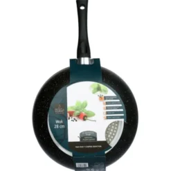 Wok 28cm aluminium forgé effet pierre tous feux dont induction